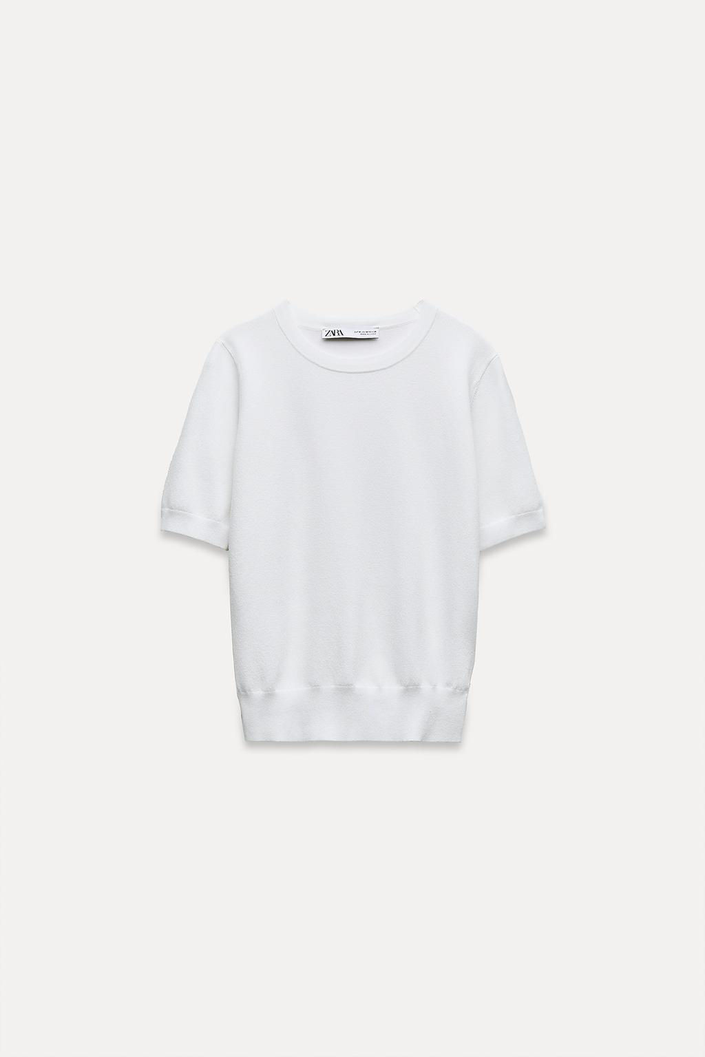 BASIC PLAIN KNIT TOP WITH SHORT SLEEVES - Zara фото 18
