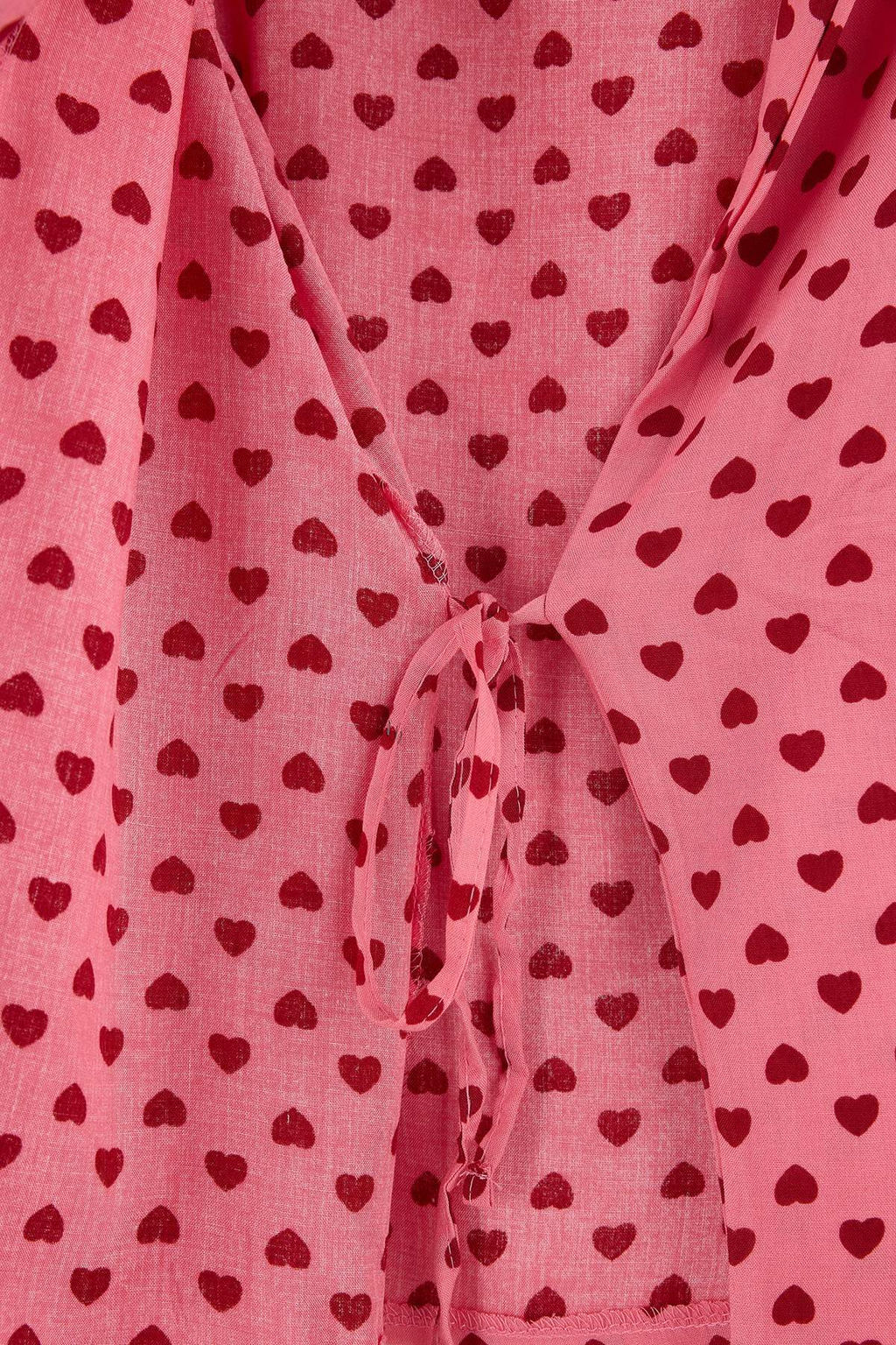 K_rm_z_-Pembe Kalpli Ba_lama Detayl_ Viskon Dokuma Pijama Tak_m_ THMAW22PT0300 - Trendyolmilla фото 2
