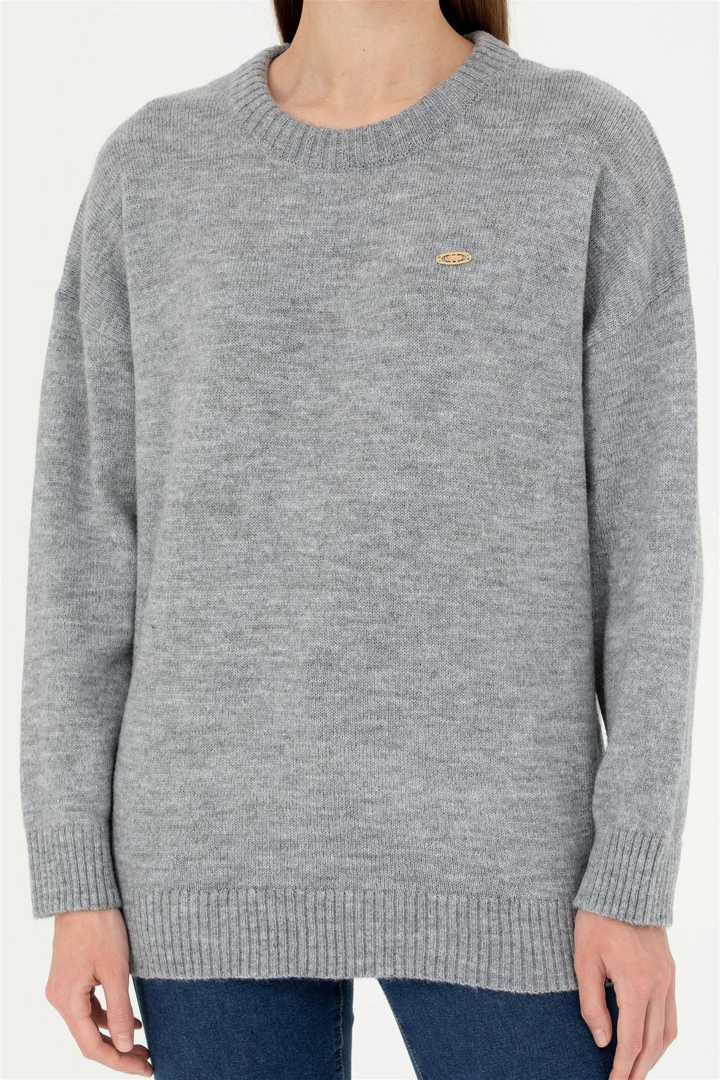 Женский серый меланжевый свитер - U.s. polo assn фото 6