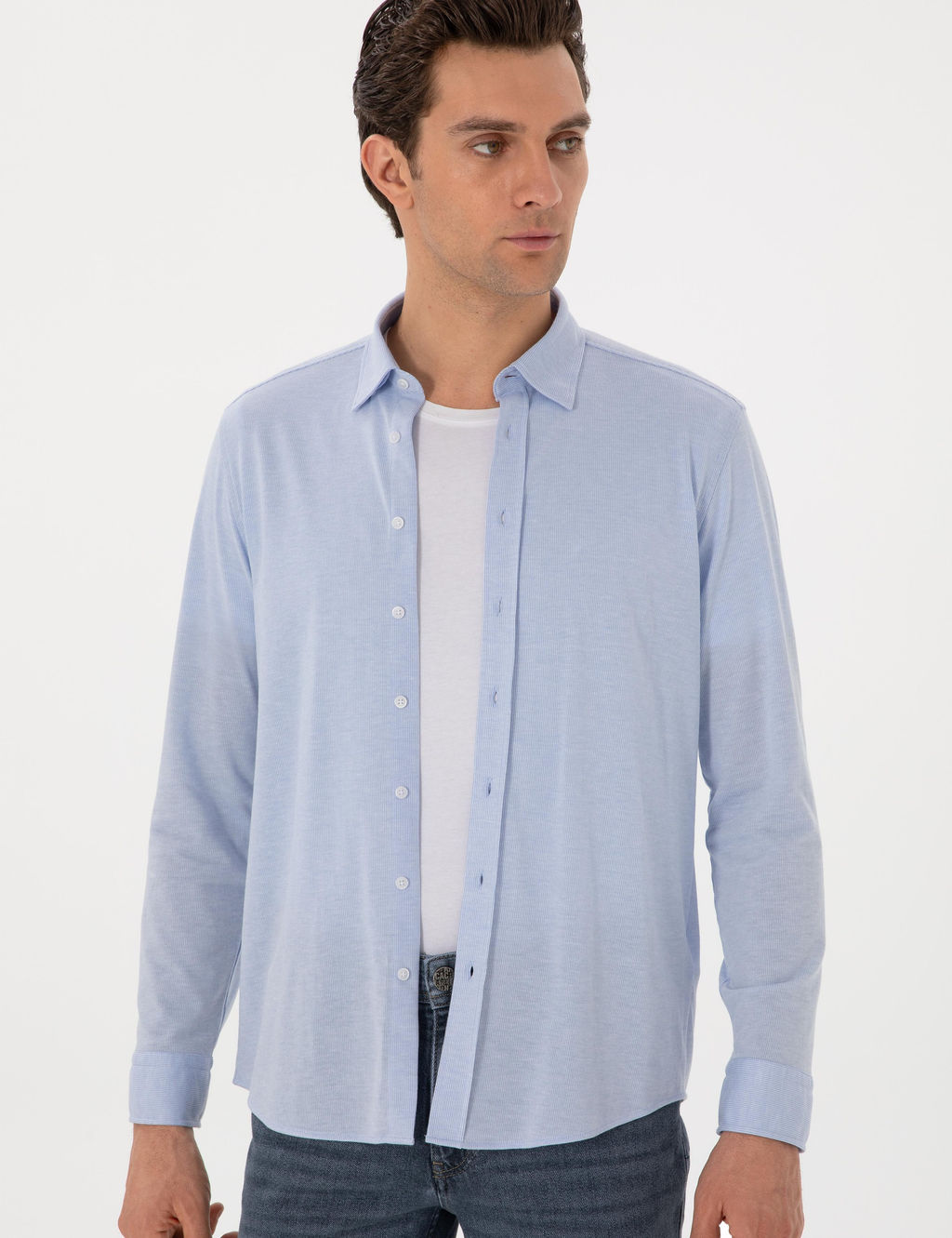 A__k Mavi Slim Fit Uzun Kollu G_mlek - Cacharel фото 3