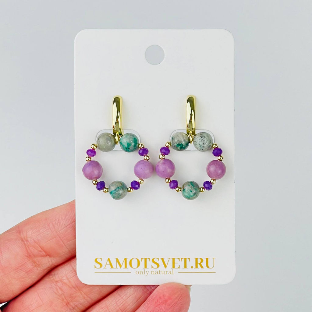 Серьги из Фуксита и Варисцита - Радуга самоцветов фото 2