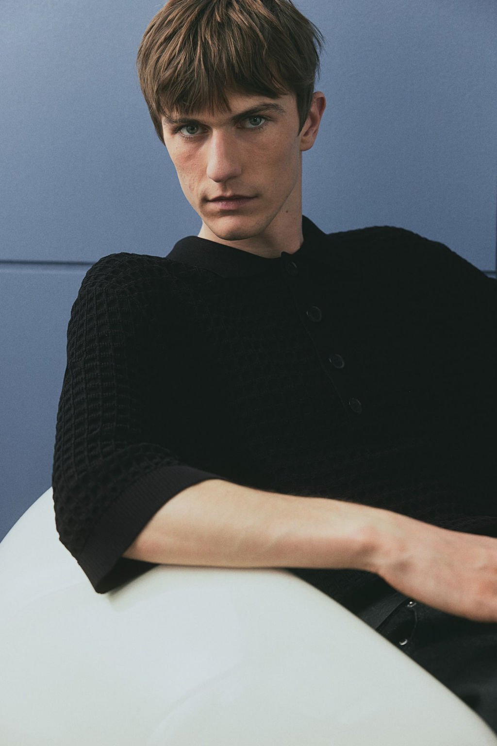 Regular Fit Waffle-knit polo shirt - H&m фото 4