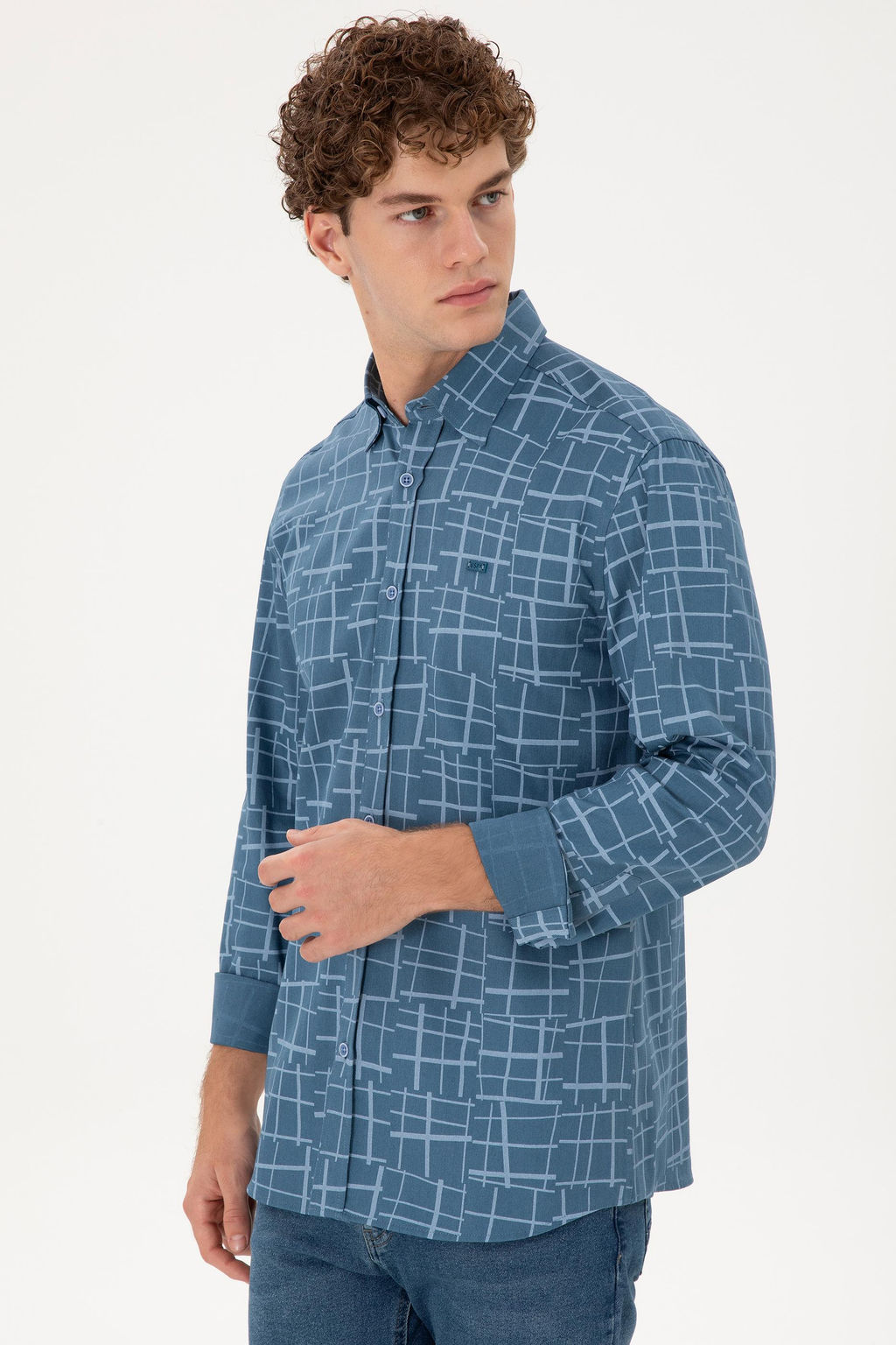 Мужская голубая рубашка с длинным рукавом - U.s. polo assn фото 3