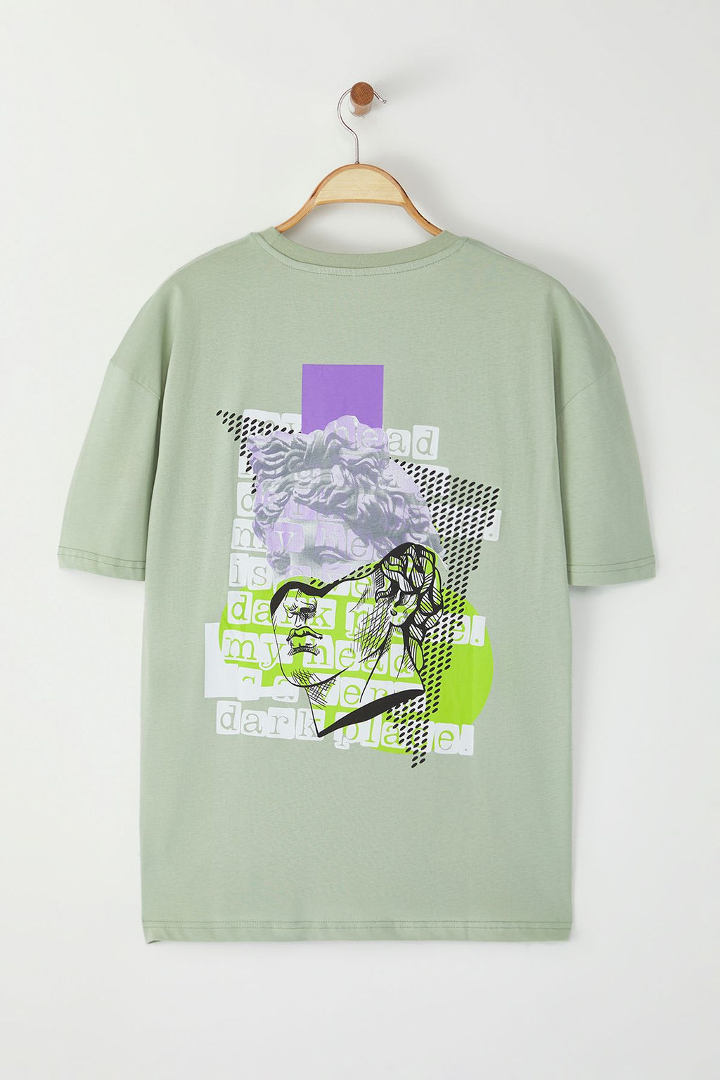 TRENDYOL MAN Siyah Oversize/Genis Kesim Sanatsal S?rt Bask?l? Orme T-Shirt TMNSS23TS00151 - Trendyolmilla фото 3