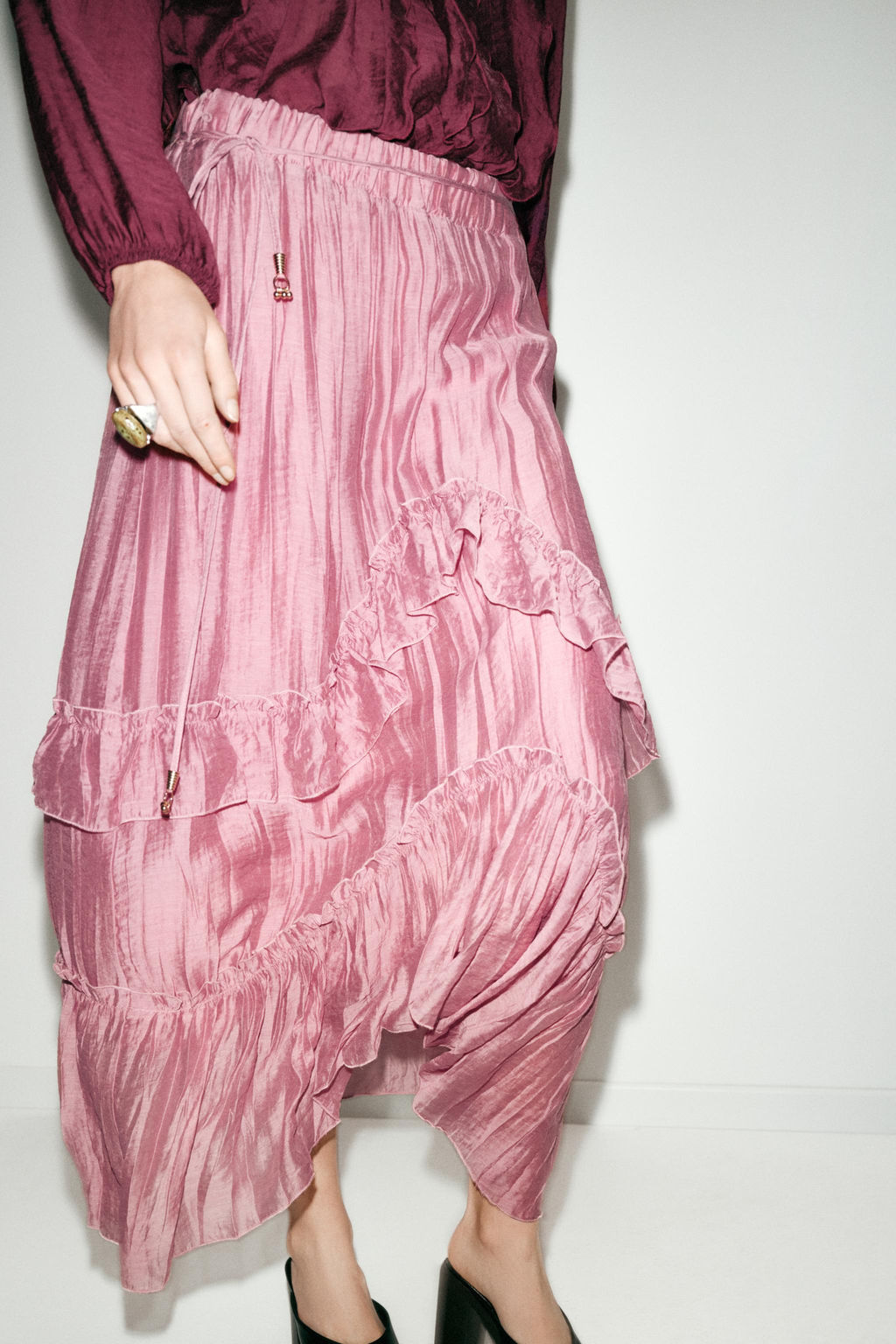 RUFFLED MIDI SKIRT - Zara фото 14