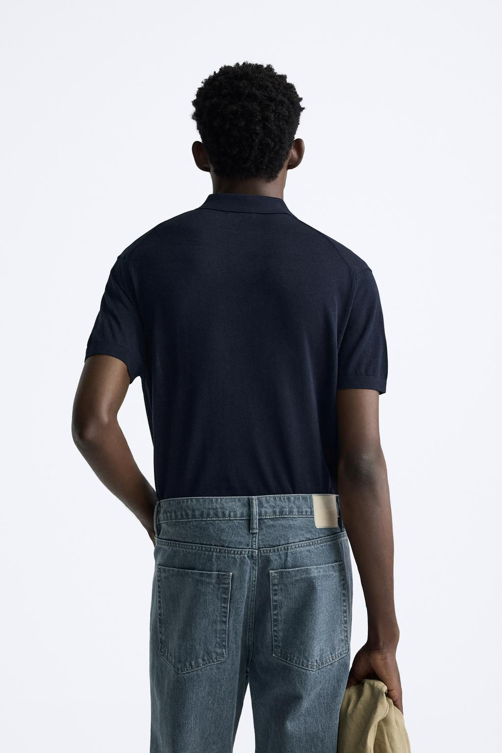 COTTON AND SILK KNIT POLO SHIRT - Zara фото 20