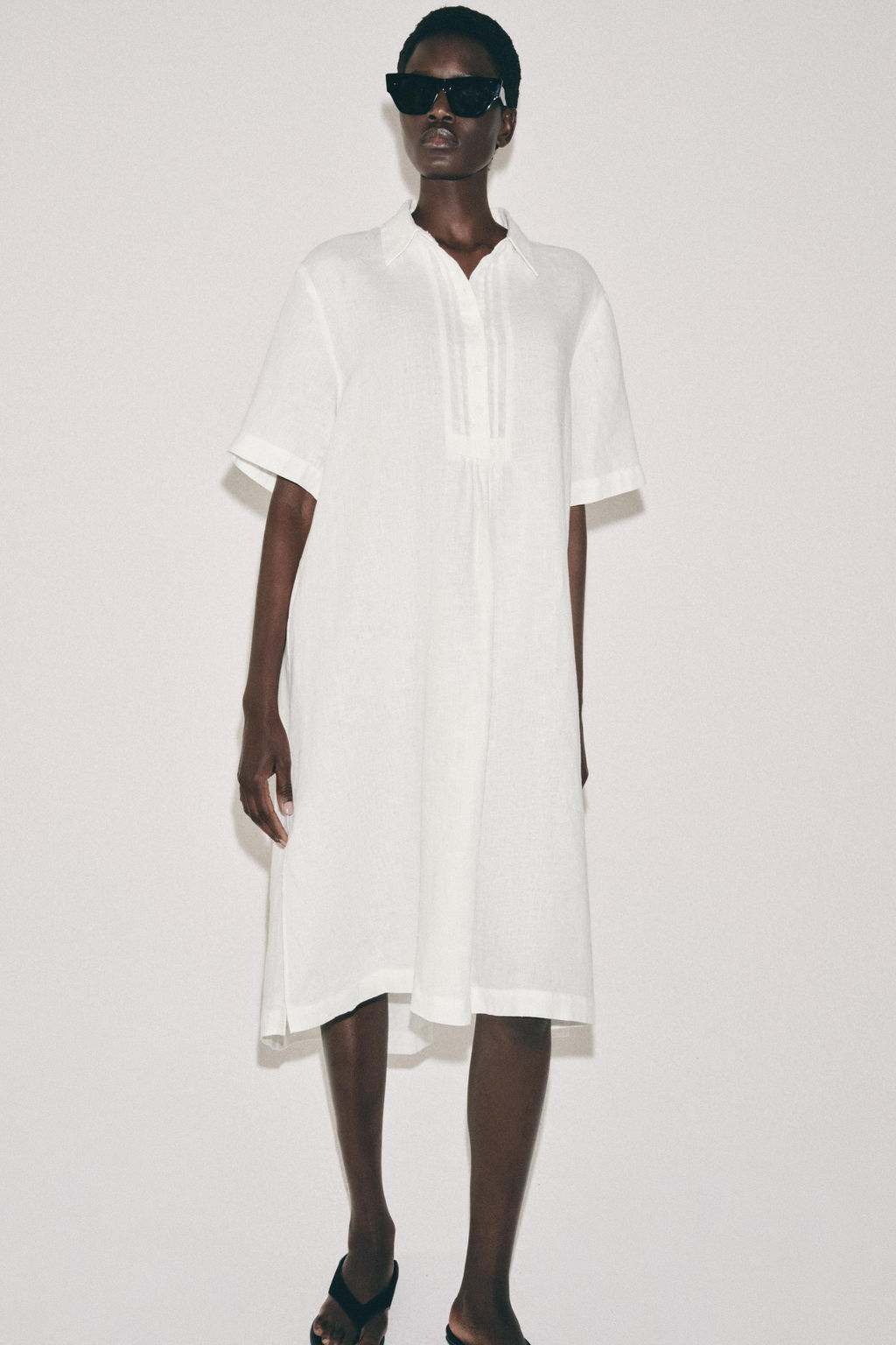 VESTIDO CAMISERO LINO ZW COLLECTION / Blanco - Zara фото 2