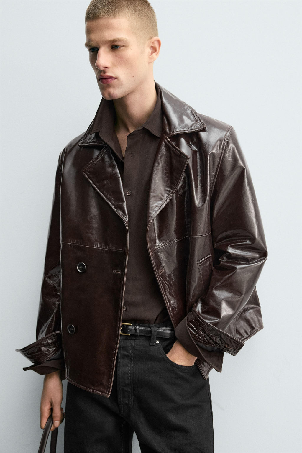 SHINY LEATHER JACKET - Zara фото 6