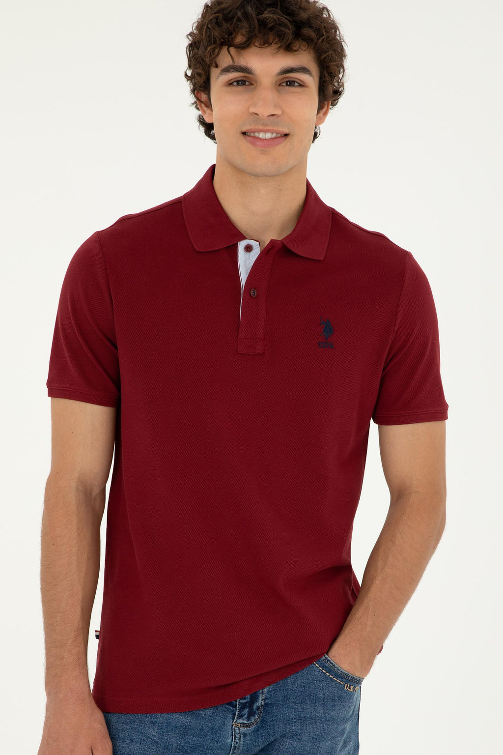U. S. Polo Assn / Мужская бордово-красная базовая футболка - U.s. polo assn фото 8