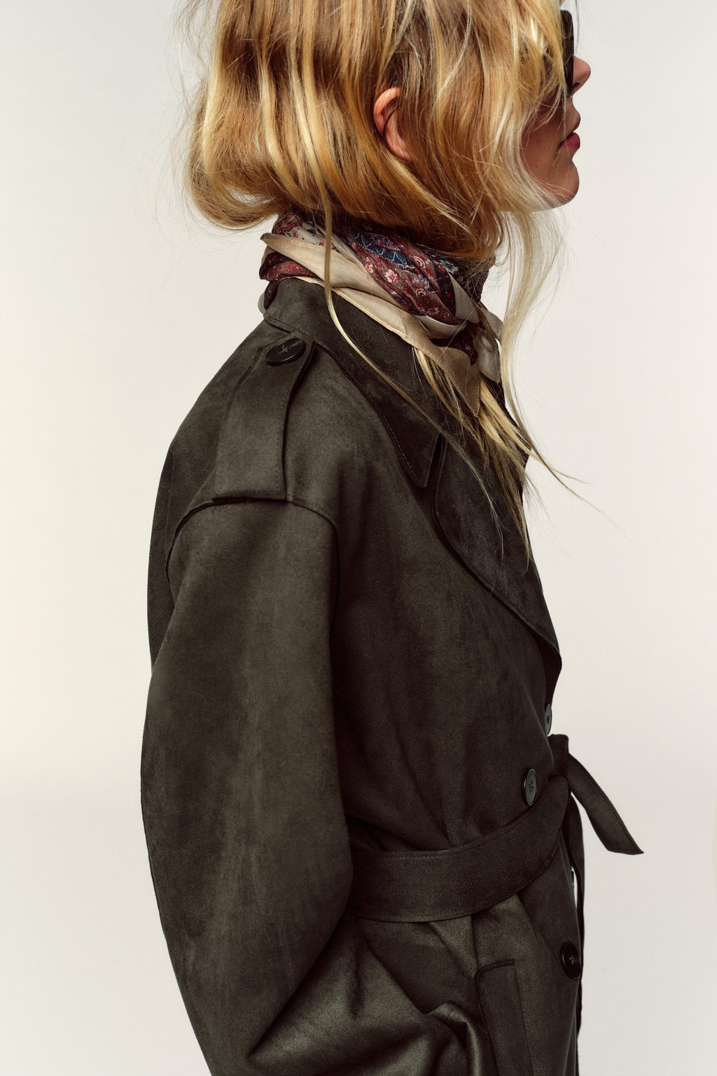 LONG FAUX SUEDE TRENCH COAT - Zara фото 6