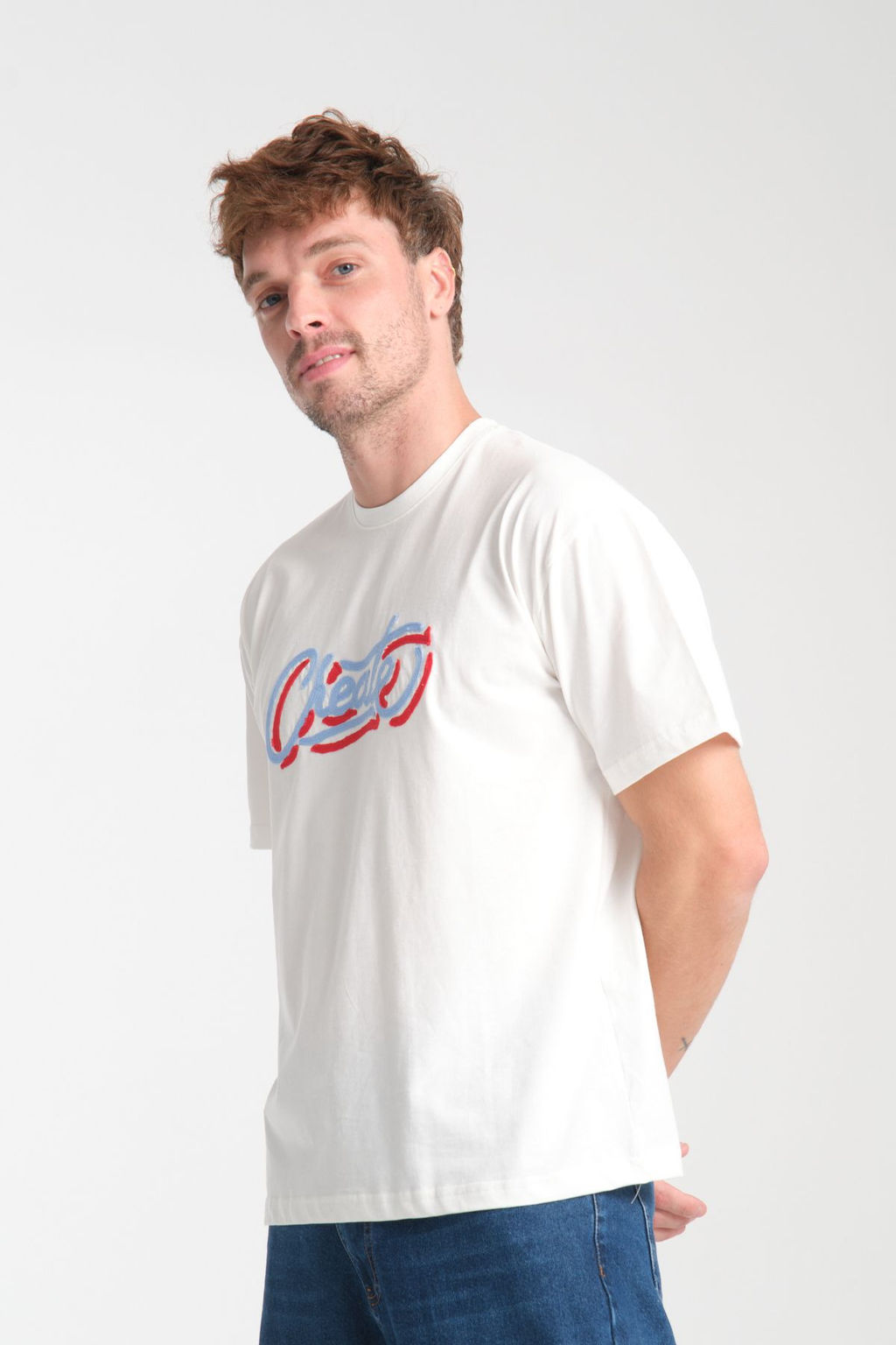 TRENDYOL MAN Ekru Oversize/Genis Kesim Yaz? Nak?sl? %100 Pamuk T-Shirt TMNSS25TS00226 - Trendyolmilla фото 3