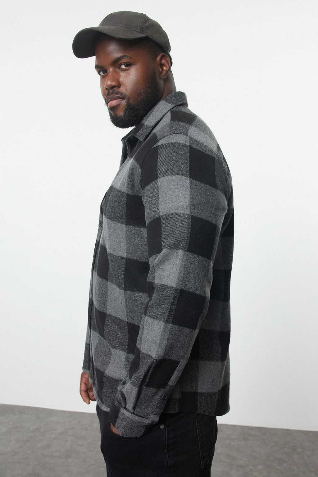 TRENDYOL MAN Buyuk Beden Regular Fit Siyah K?sl?k Kareli Oduncu Gomlek TMNAW25AX00008 - Trendyolmilla фото 7