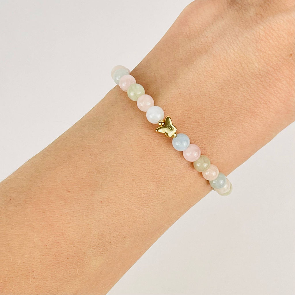 Браслет детский со вставкой Бабочка из Берилла микс 15 см