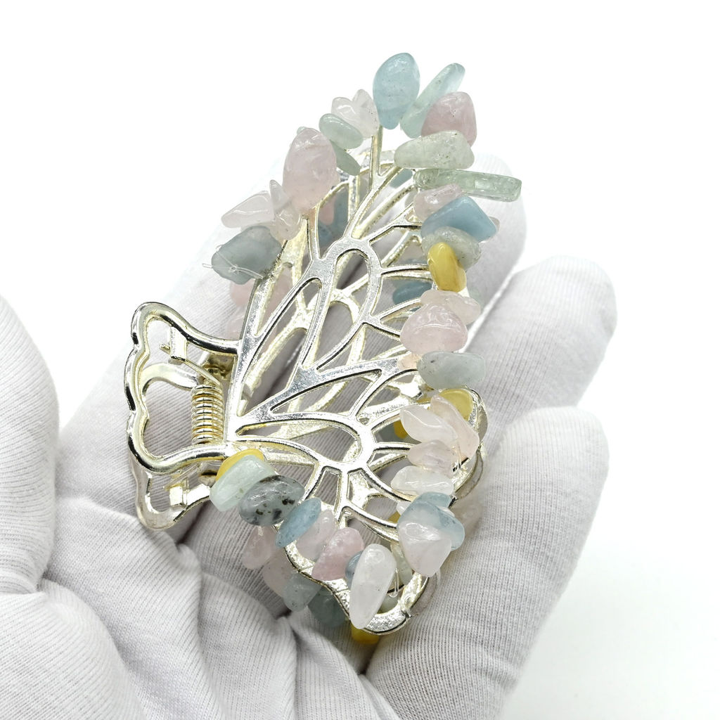 Заколка краб для волос бабочка с бериллом 8*3,5*5см