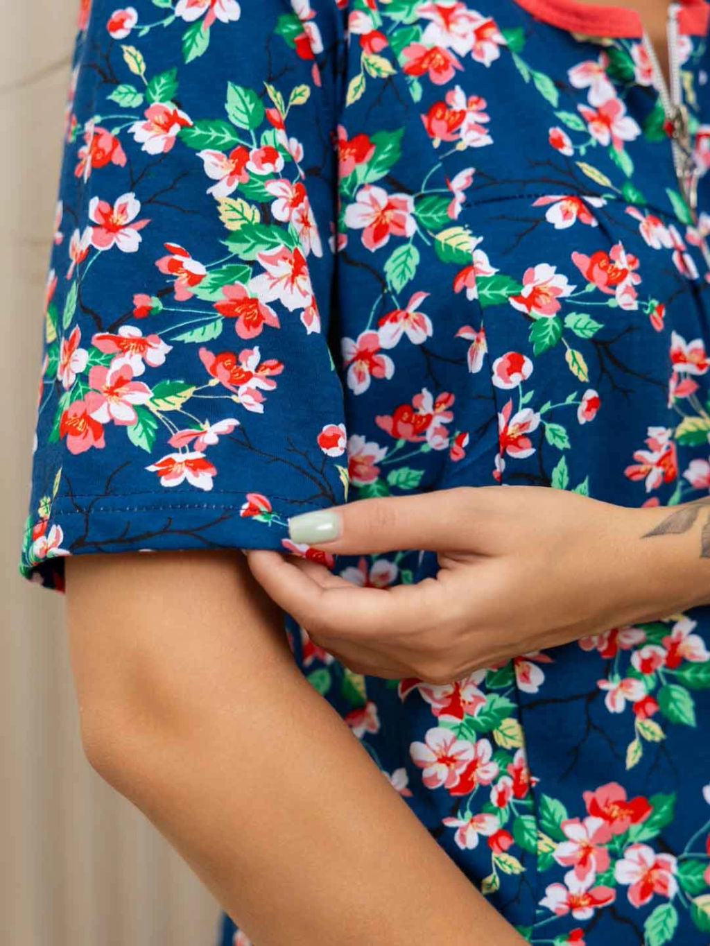 Халат женский, цвет синий розовый