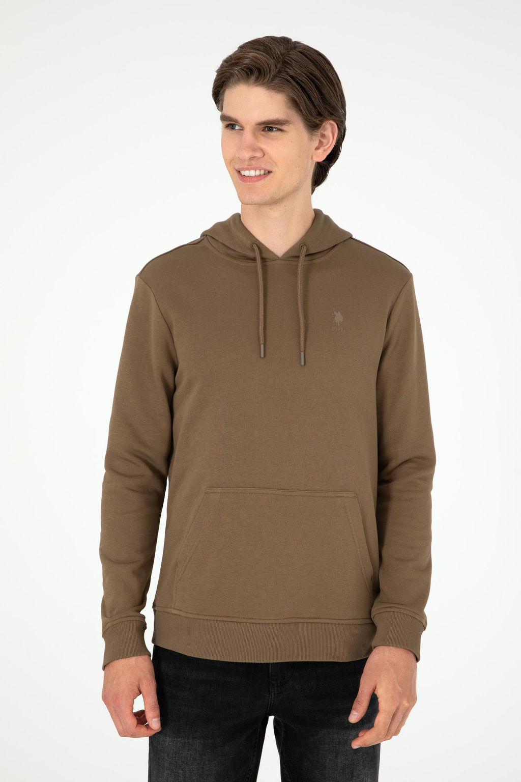 Мужской базовый свитшот цвета хаки - U.s. polo assn фото 3