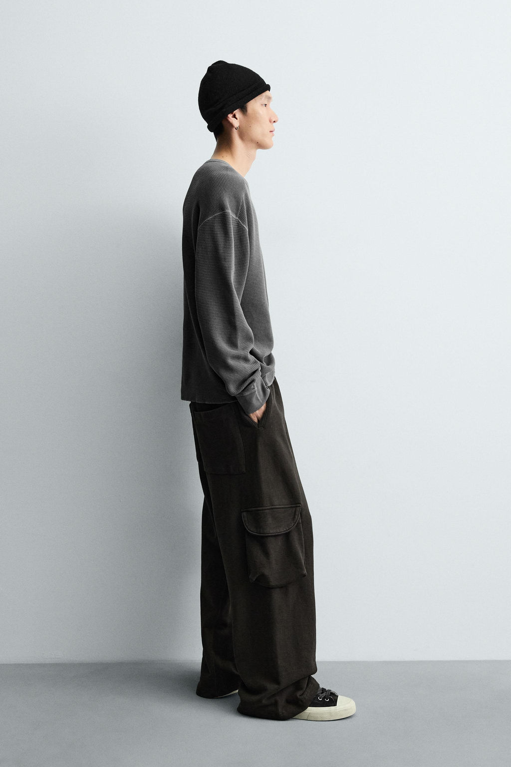 WASHED WAFFLE-KNIT T-SHIRT