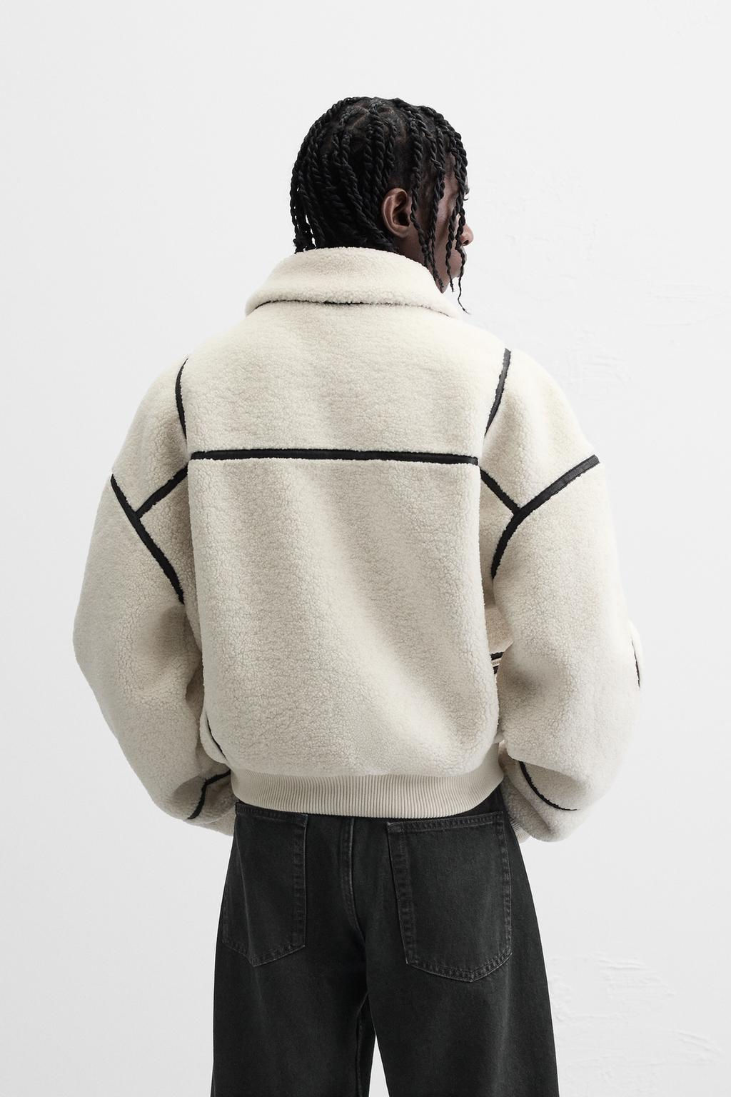 CONTRAST FAUX SHEARLING JACKET - Zara фото 11