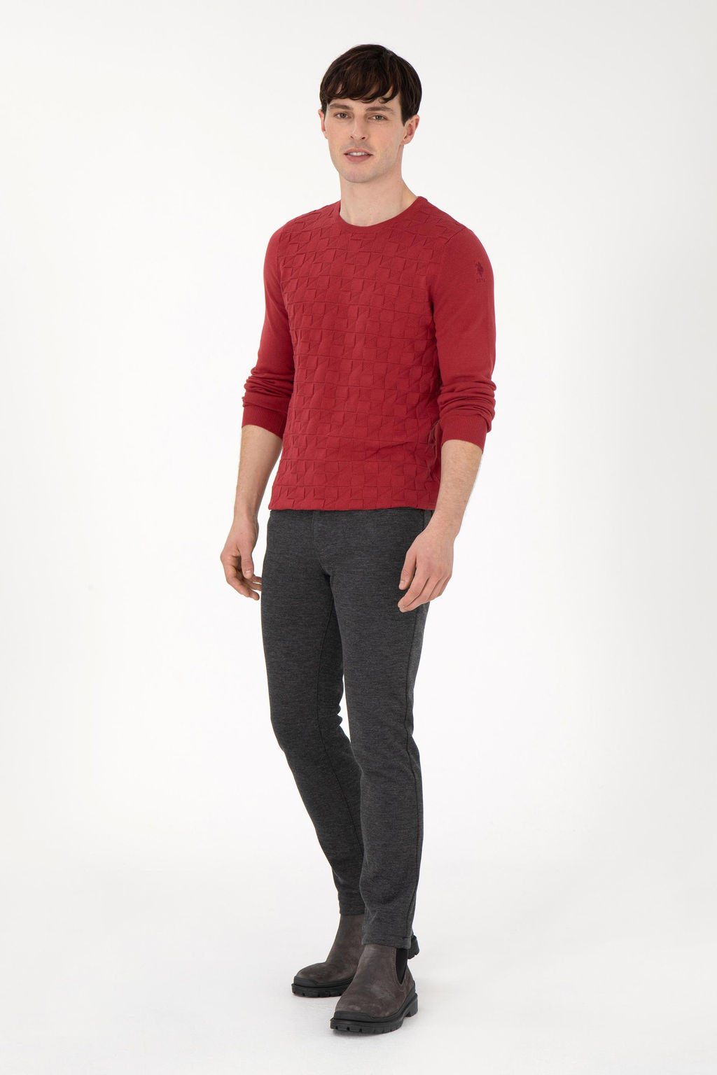 Erkek Slim Fit Bisiklet Yaka Vi_ne Basic Kazak - U.s. polo assn фото 4