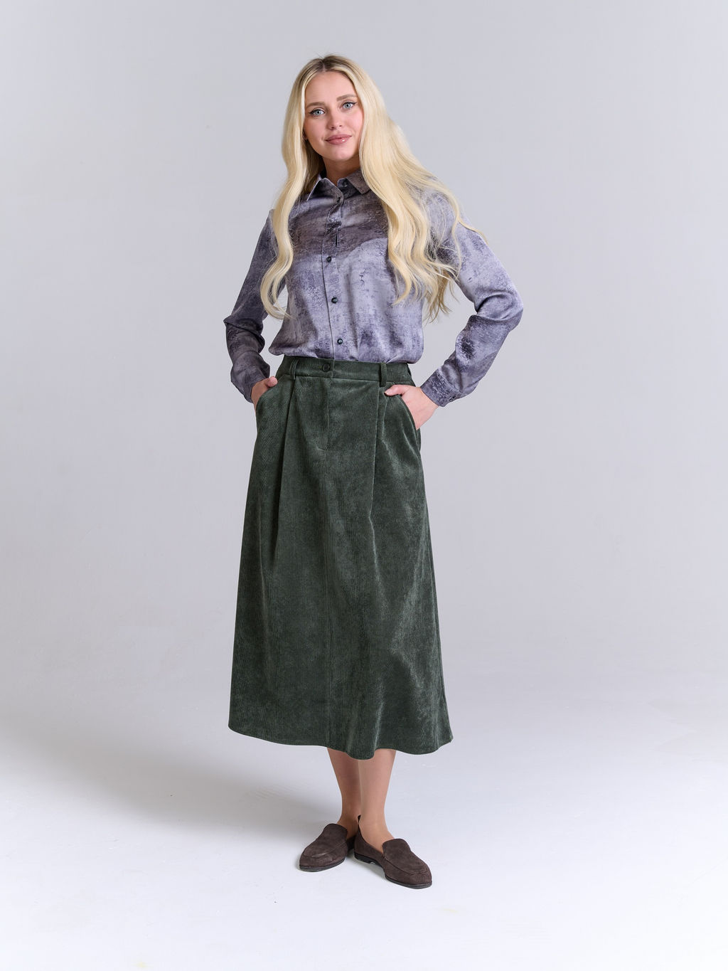 Вельветовая юбка А-силуэта
