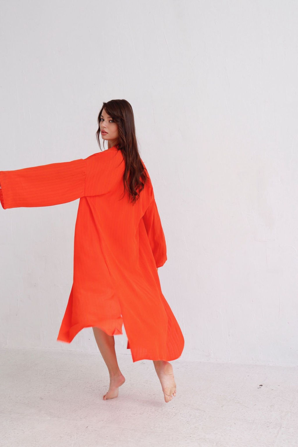 9463 Кимоно длинное красно-оранжевое - Martichelli фото 5