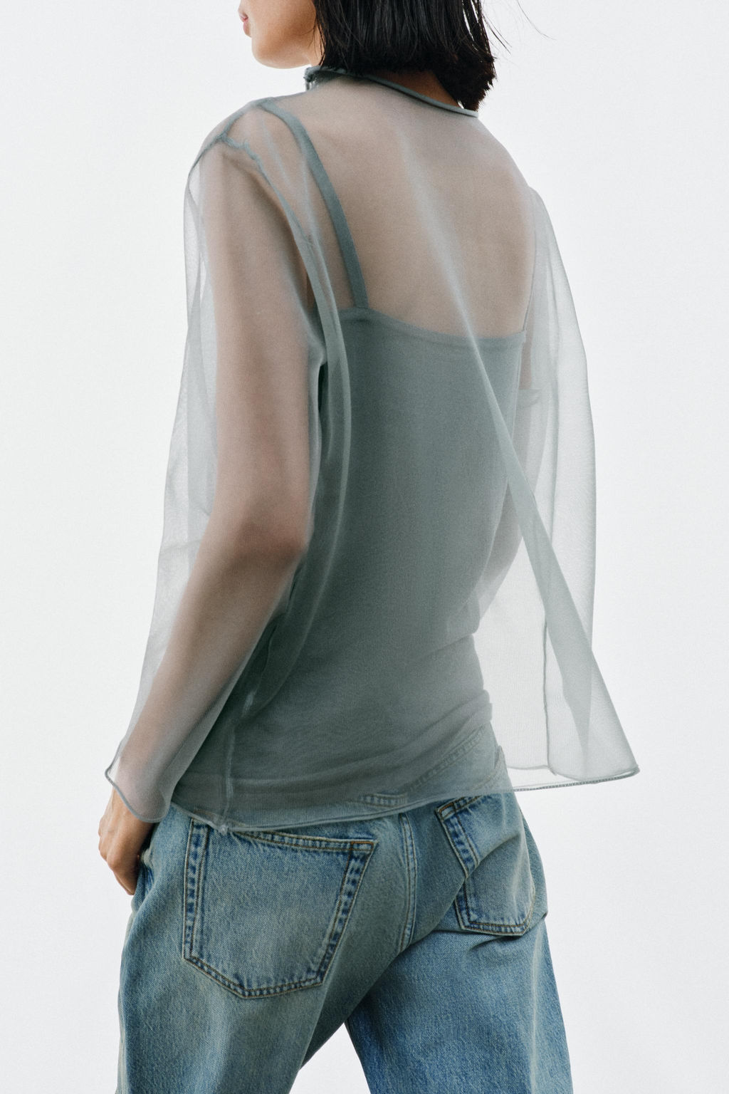 TOP SEMITRANSPARENTE PUNTO / Plomo - Zara фото 3