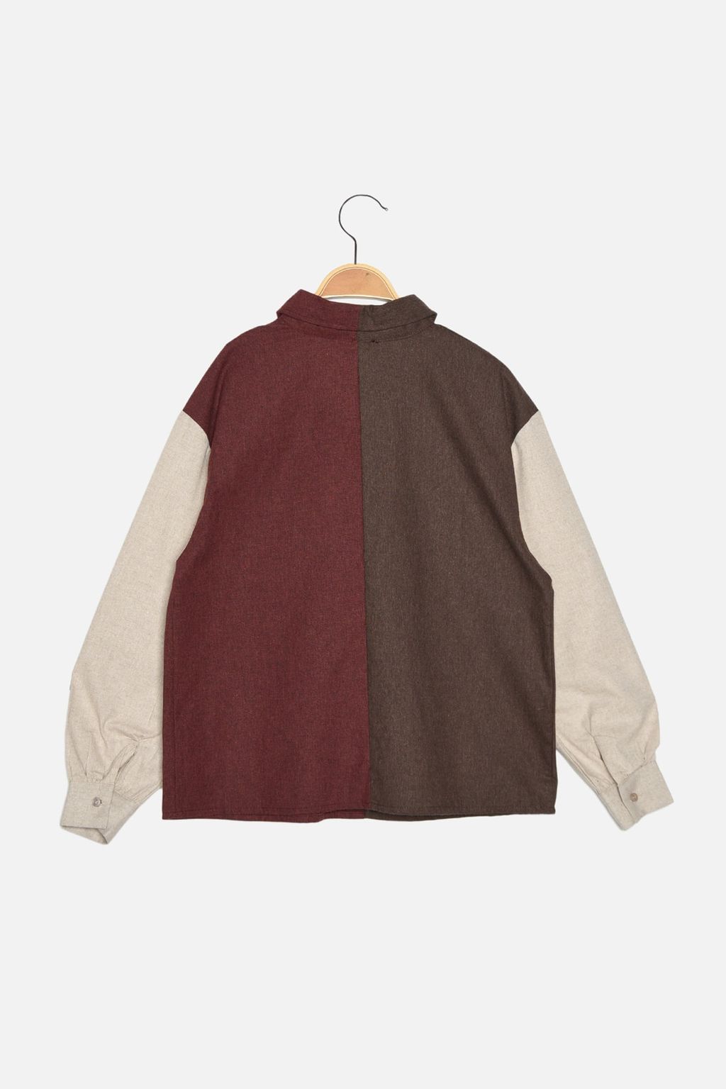 TRENDYOLMILLA Koyu Bej Renk Bloklu Dugmeli Dokuma Gomlek TWOAW22GO0492 фото 7