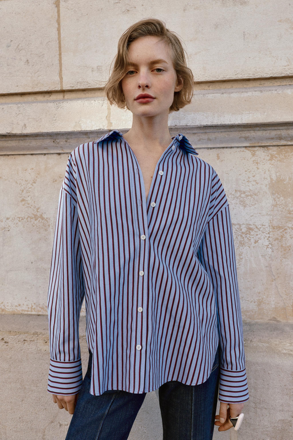 CAMISA OXFORD RAYAS / Rojo / Negro - Zara фото 2