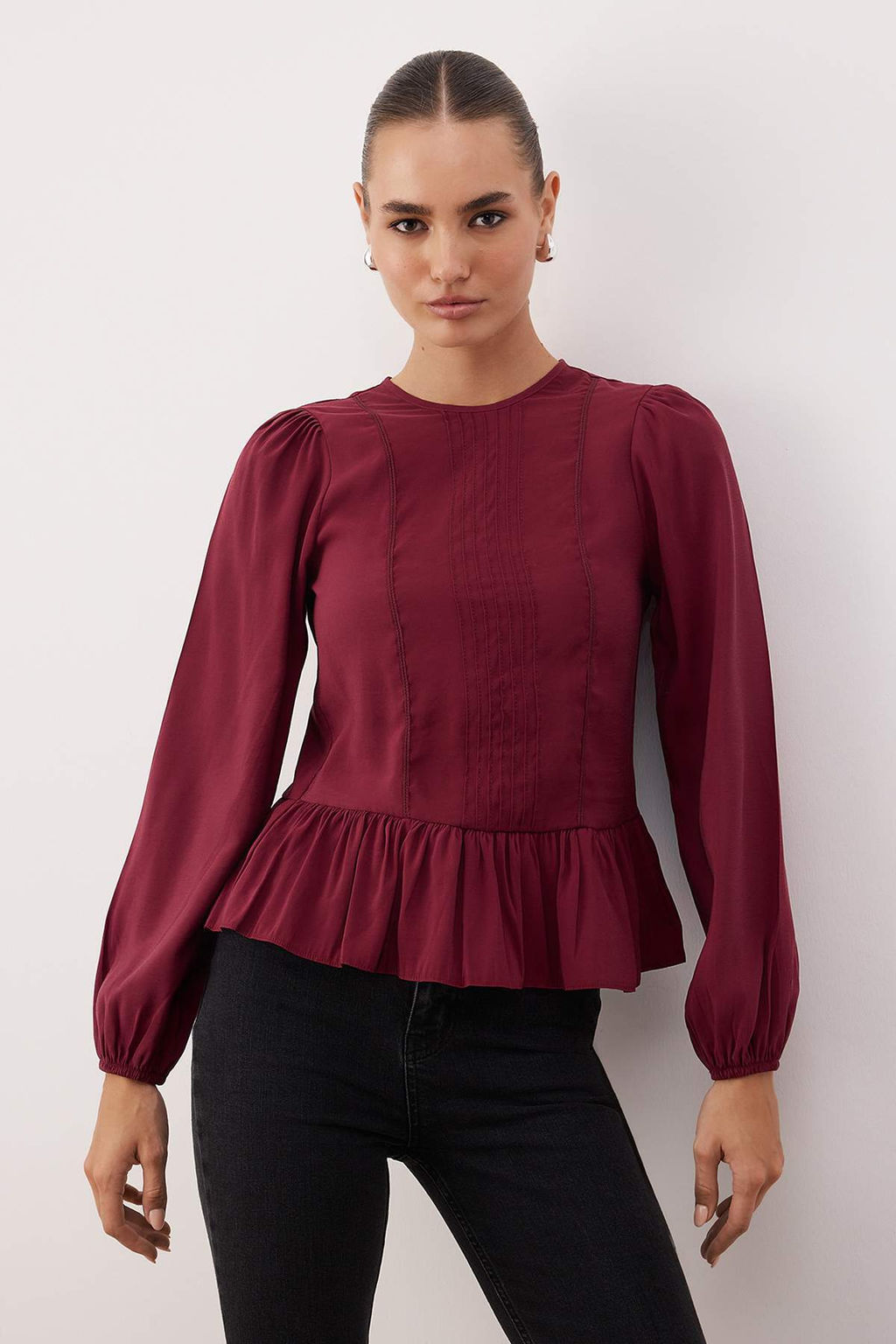 Bordo Aksesuar Detayl? Dokuma Bluz TWOAW26BZ00299