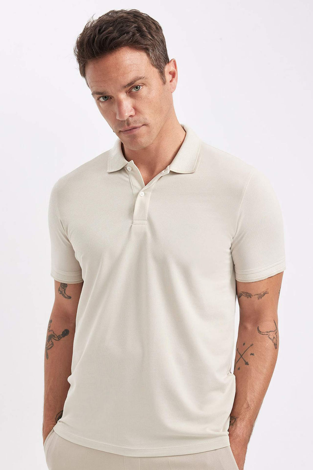 Slim Fit Dar Kesim K?sa Kollu Pamuklu Polo Tisort - Defacto фото 3