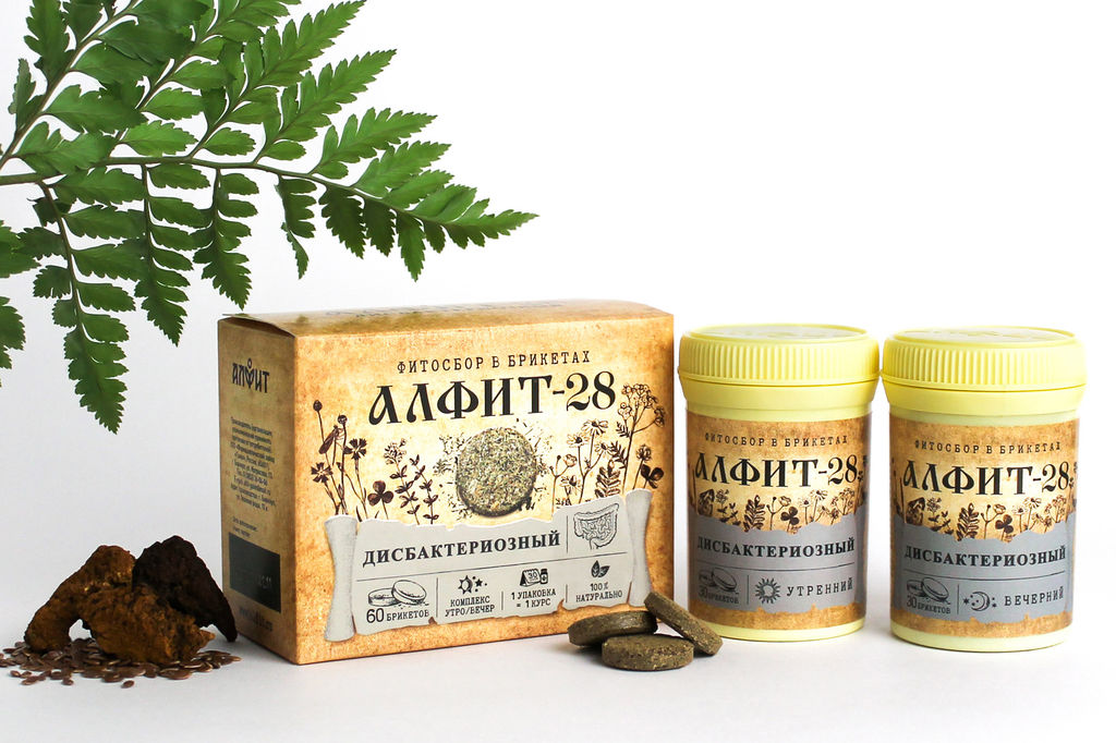 Алфит-28 Дисбактериозный БАД в брикетах Алфит 1210