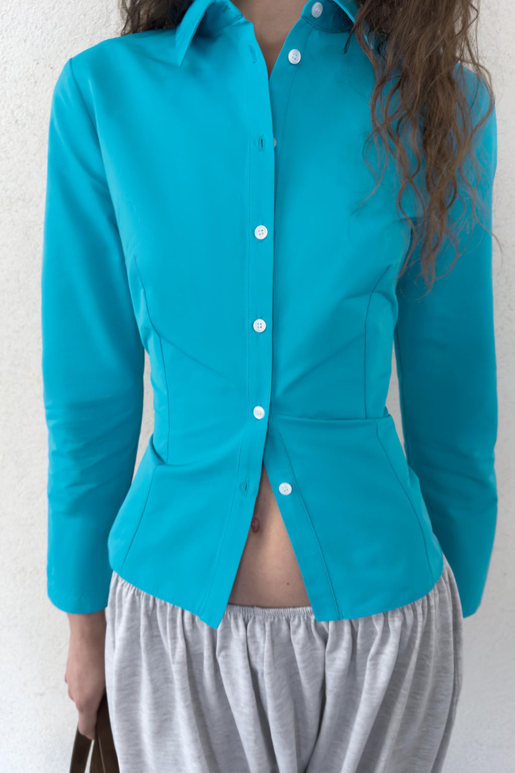 CAMISA ENTALLADA TAFET?N / Azul el?ctrico - Zara фото 10