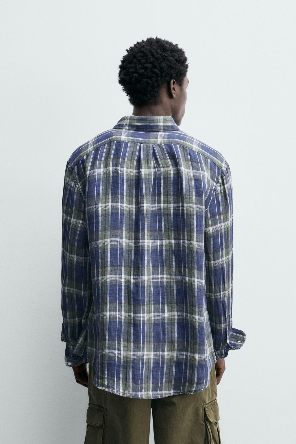 CAMISA 100% LINO CUADROS / Azules - Zara фото 3