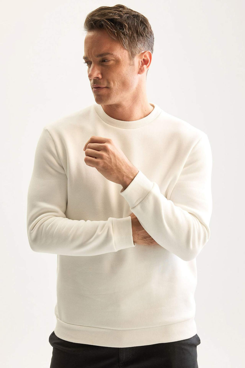 Lacivert 3 Iplik Pamuklu Sardonlu Ici Polarl? Regular Fit Bisiklet Yaka Kal?n Sweatshirt - Defacto фото 10