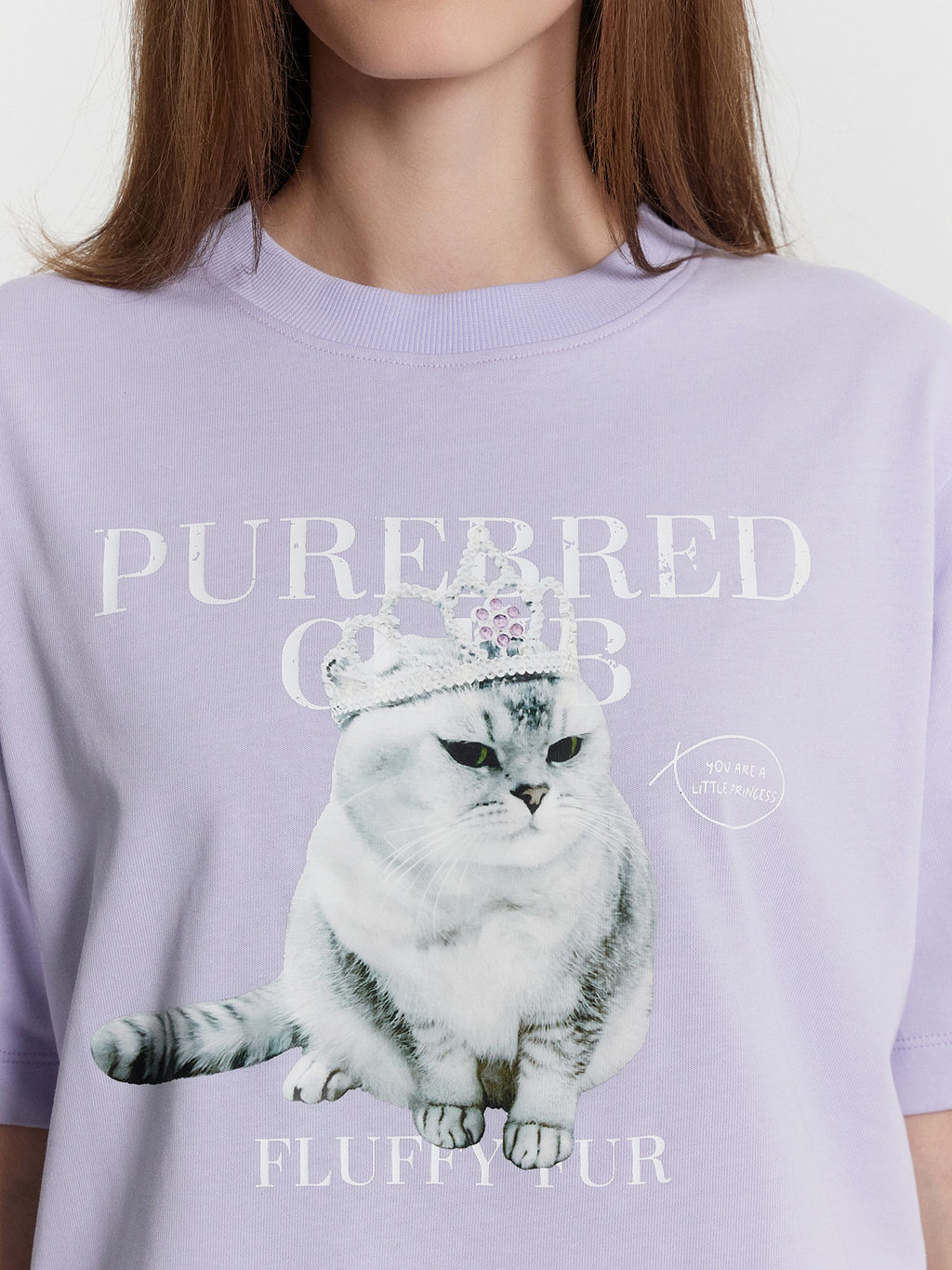 Футболка женская лавандовая с принтом и надписью Purebred club - Mark formelle фото 4