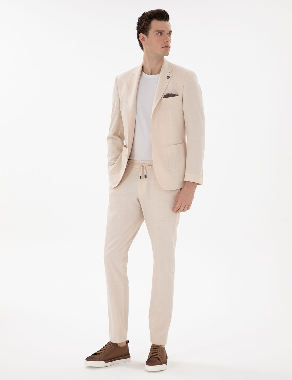 Bej Slim Fit Tak_m Elbise