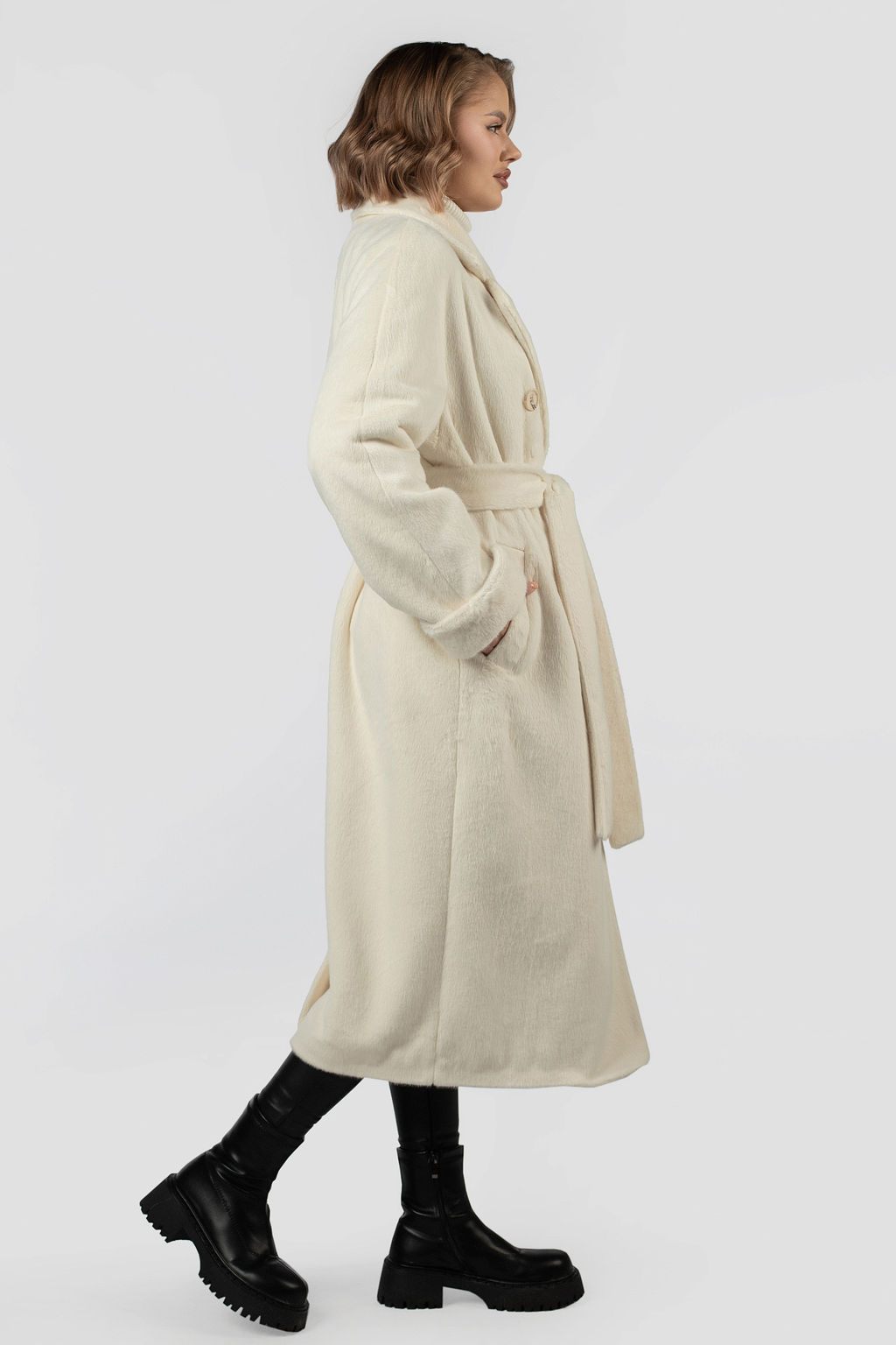 01-12078 Пальто женское демисезонное (пояс) - El podio фото 3