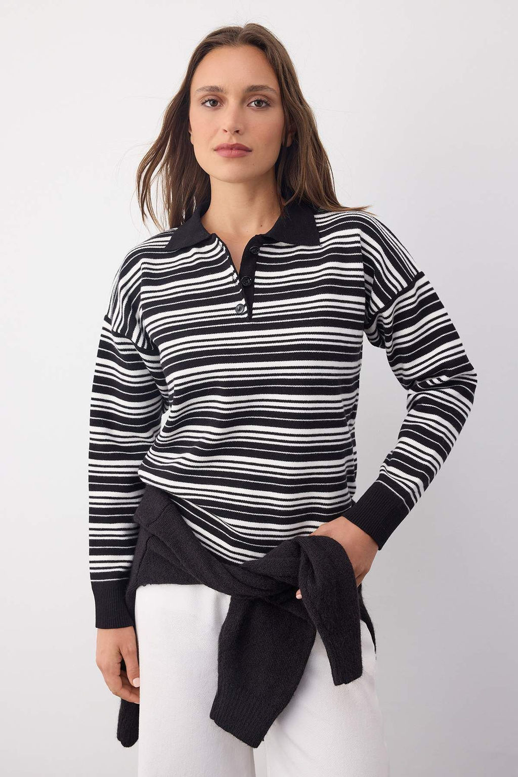 Wardrobe Essentials Lacivert Premium/Ozel Iplik Polo Yaka Triko Kazak | TWOAW26KZ00060 - Trendyolmilla фото 14