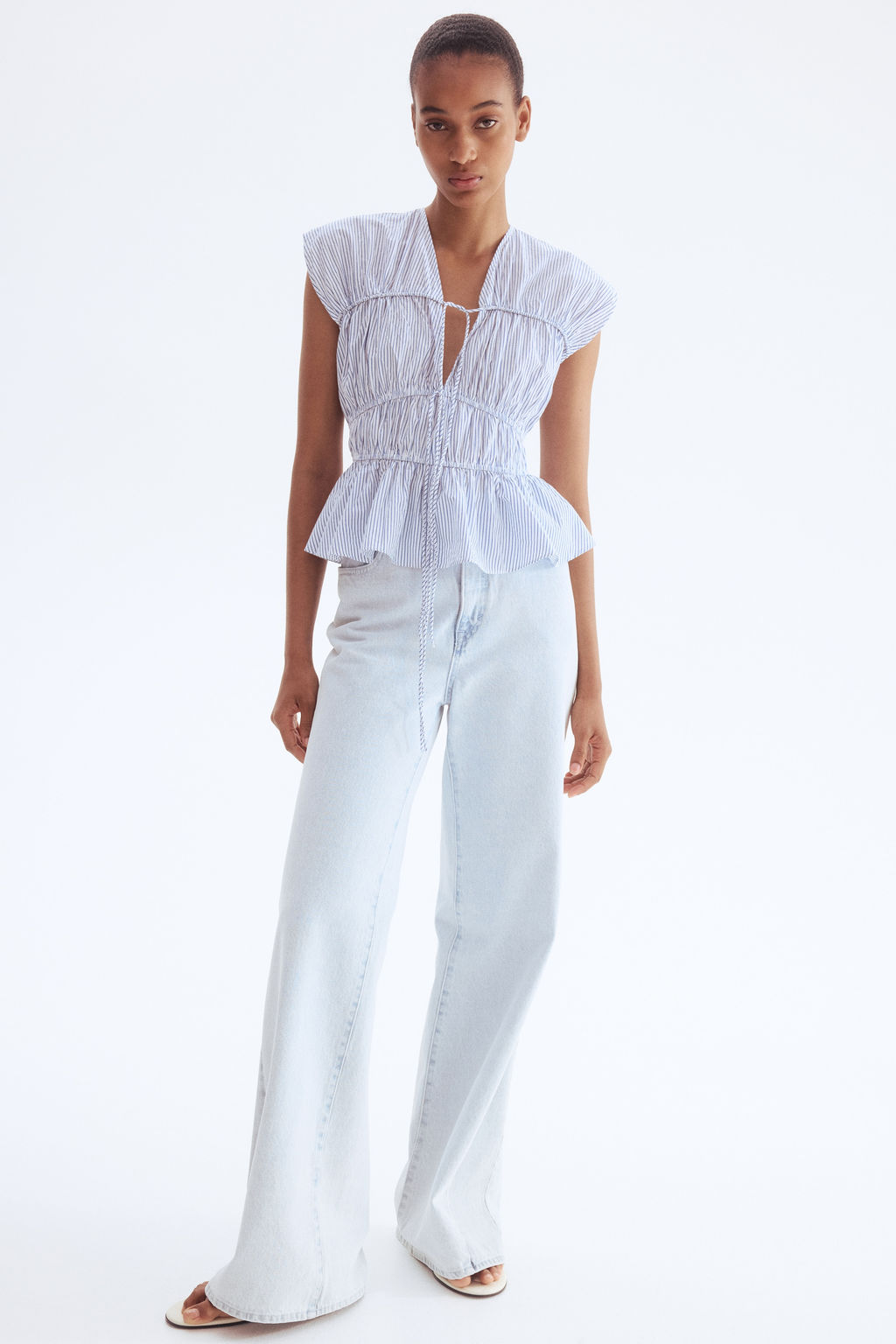 Blusa de popelina con cord?n de ajuste - H&m фото 4