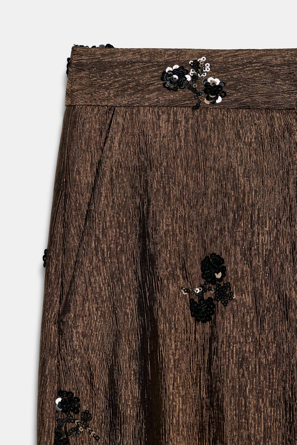 SEQUINNED WIDE-LEG TROUSERS - Zara фото 8
