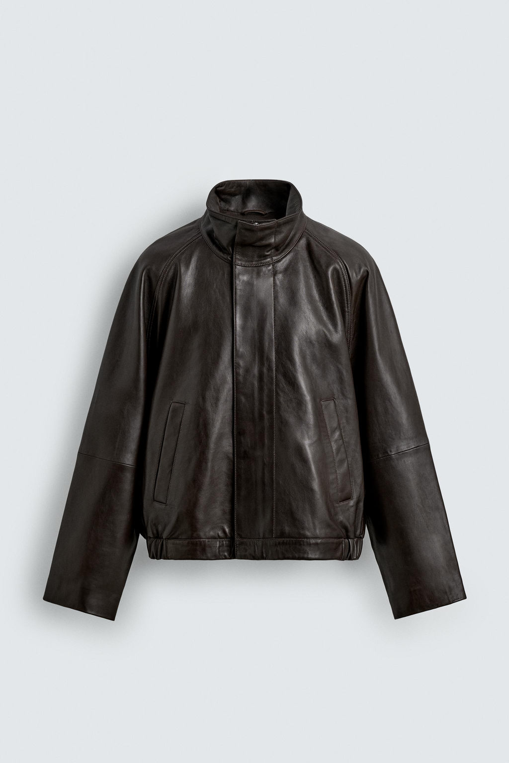 CAZADORA BOMBER PIEL / Chocolate - Zara фото 7