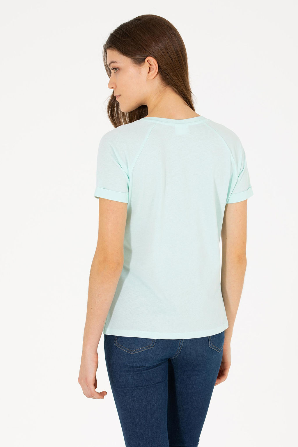 Женская зеленая футболка с v-образным вырезом Неожиданная скидка в корзине - U.s. polo assn фото 12