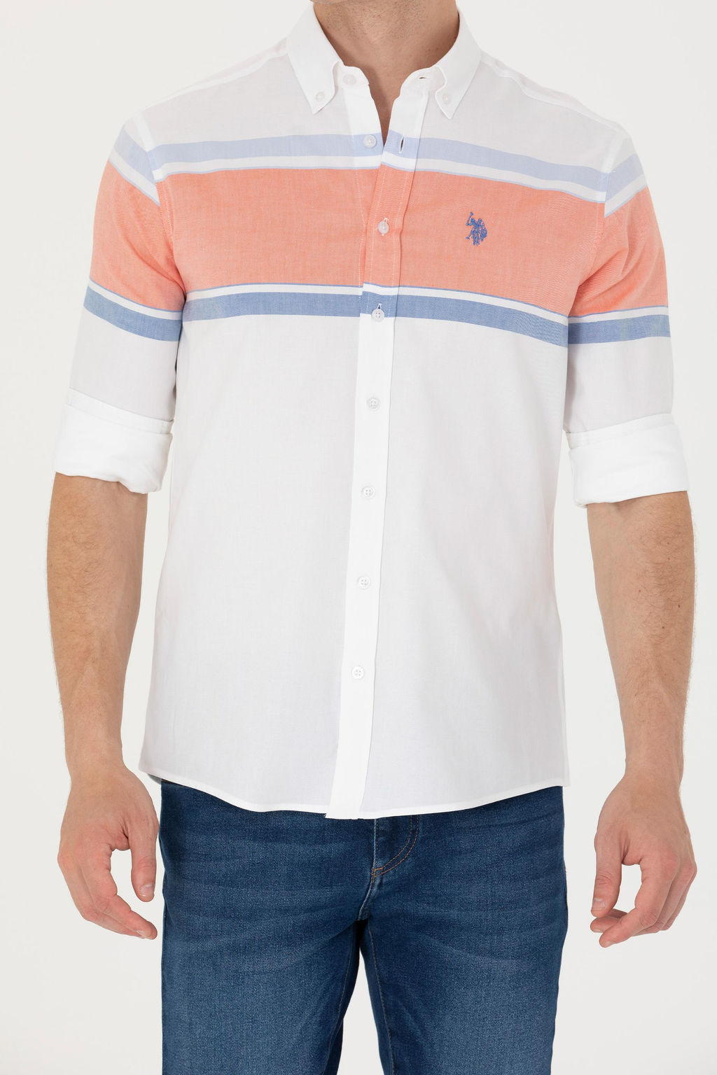 U. S. Polo Assn / Мужская белая рубашка с длинным рукавом - U.s. polo assn фото 13