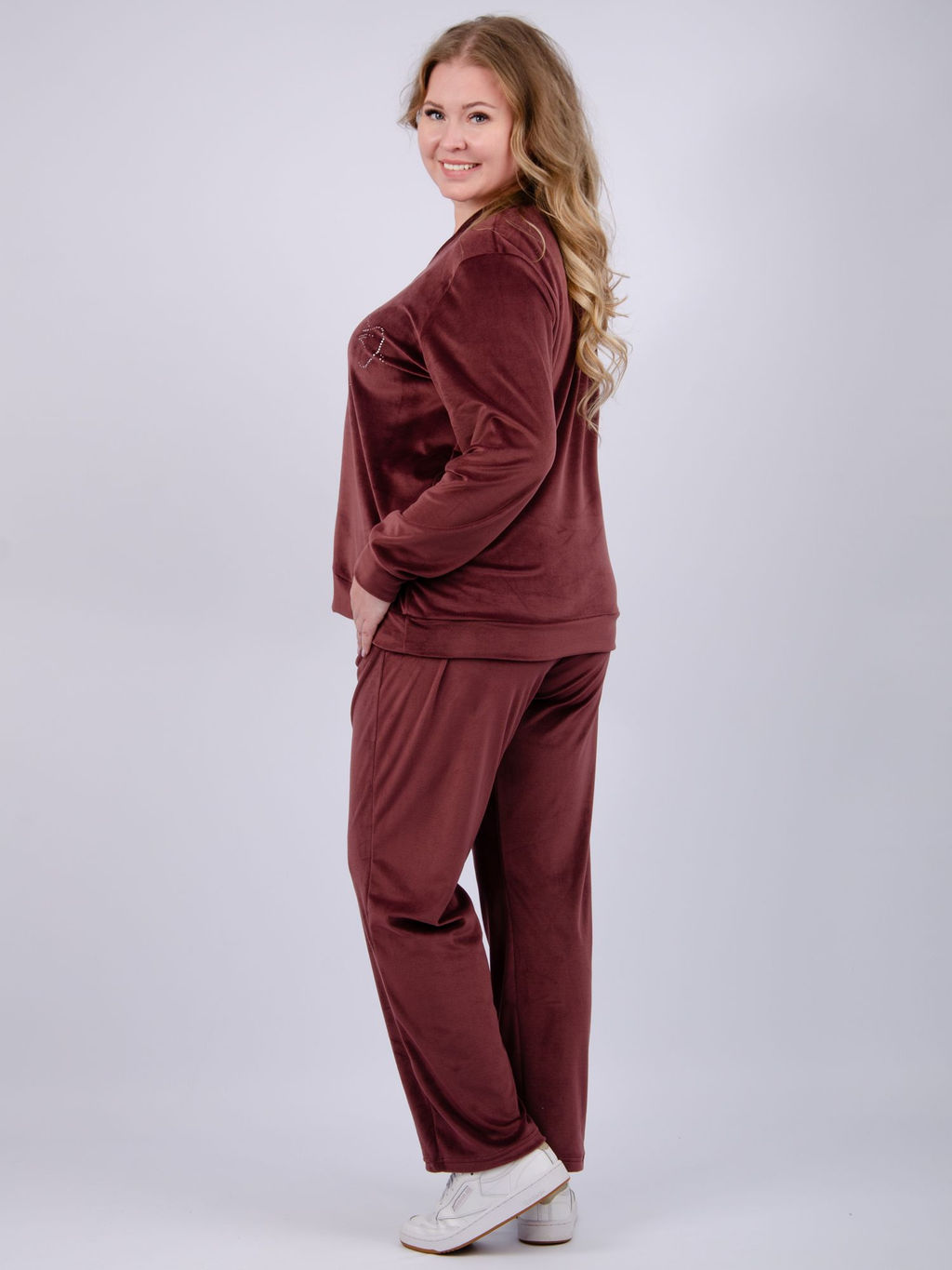 Костюм Велюр 5 тёмно-серый, велюр - Малина фото 38