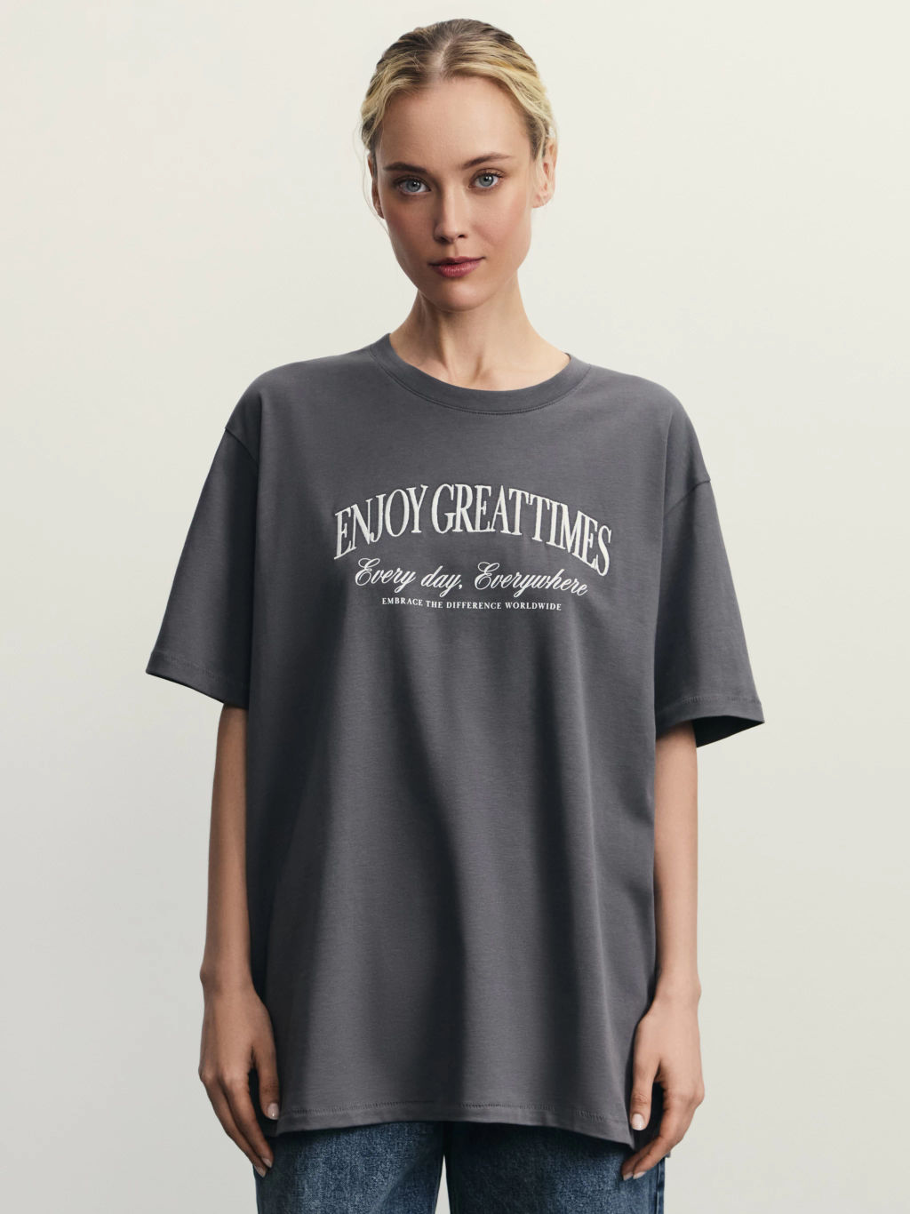 Футболка из хлопка с принтом / Zarina  фото 3