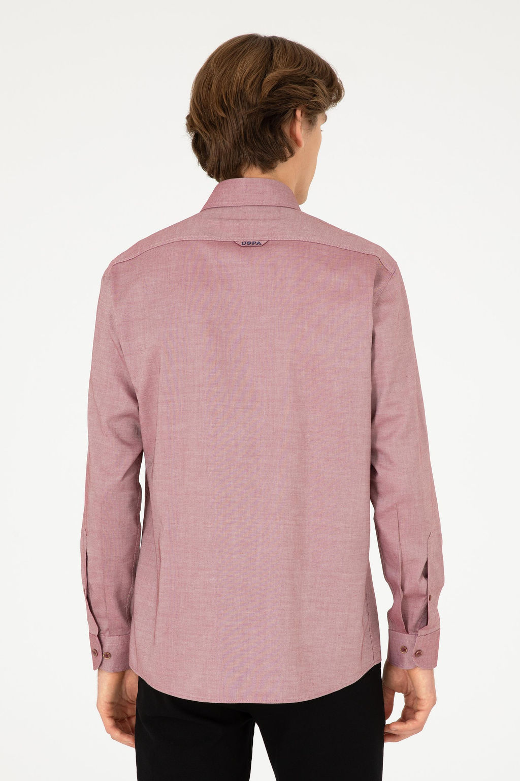 Мужская бордово-красная базовая рубашка с длинным рукавом Неожиданная скидка в корзине - U.s. polo assn фото 5