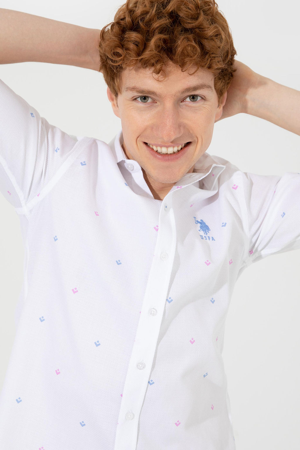 Мужская розовая рубашка с длинным рукавом - U.s. polo assn фото 2