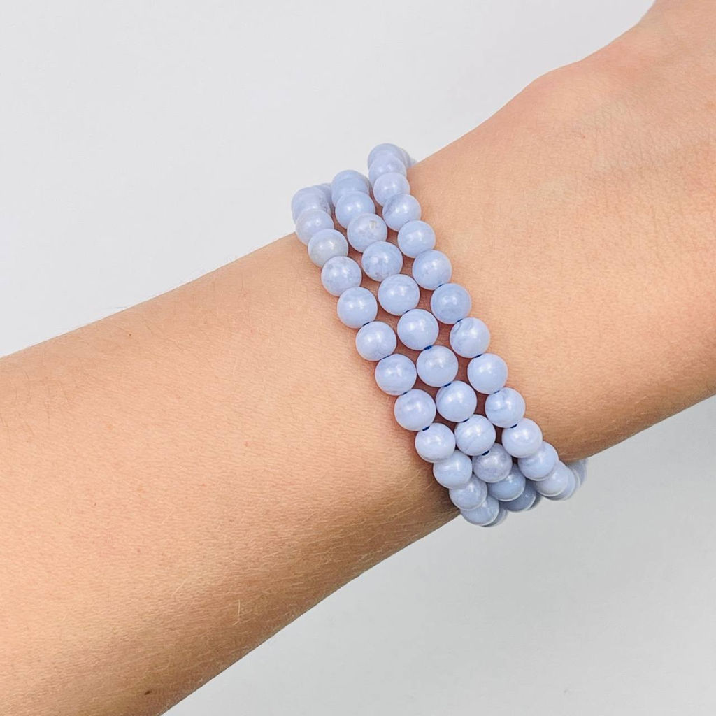 Бусины для украшений из Голубого агата (76 бусин)