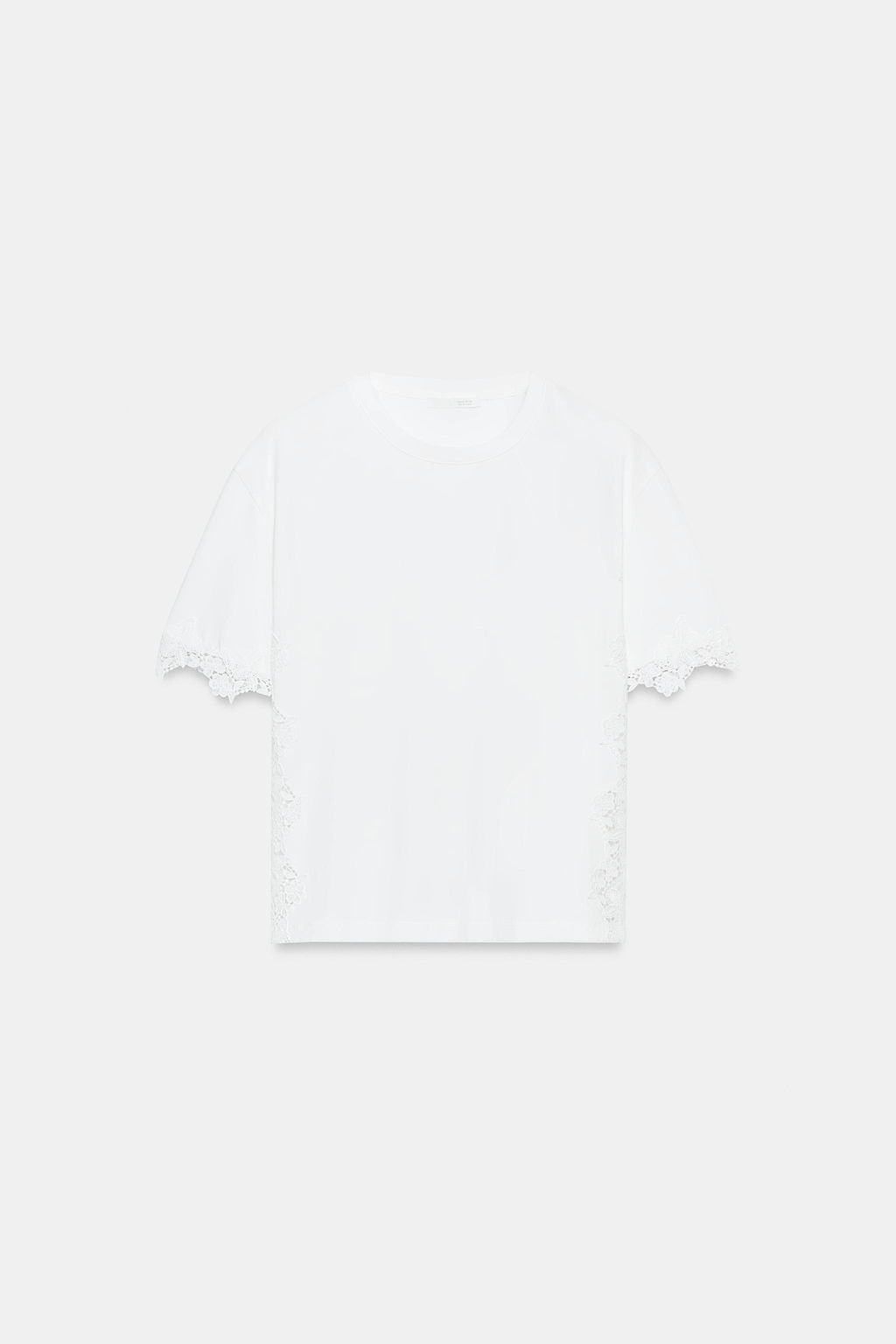 CAMISETA MANGA CORTA ENCAJE / Blanco