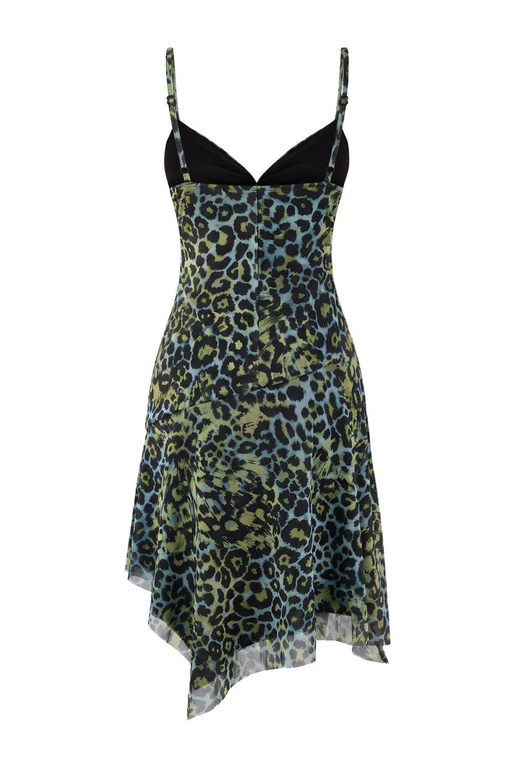 Cok Renkli Animal Tul Ask?l? Asimetrik Kesim Astarl? S?k/Gece Elbise TPRSS26EL00043